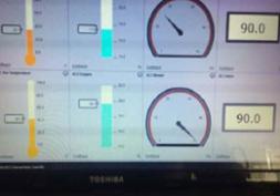 Screen shot of remote process control showing Temperature, Oxygen recycled air valve position and air flow rate.